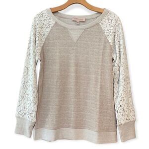 Philosophy S Tan Lace Shoulder Sleeves Casual Weekend Sweatshirt